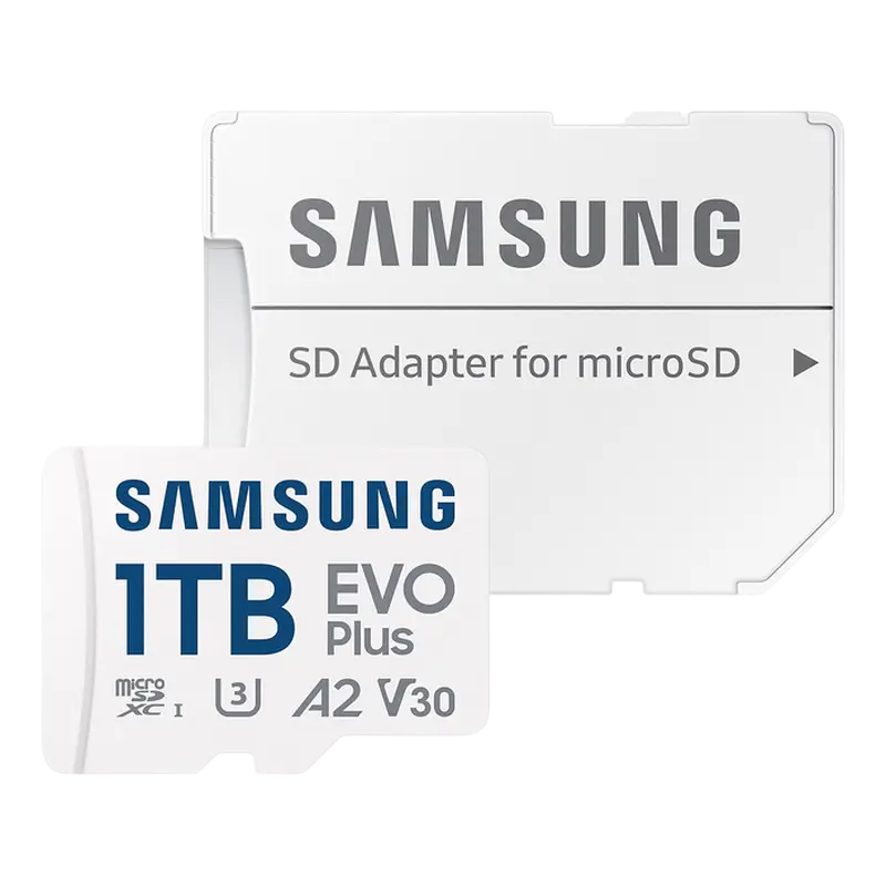 1.0TB MicroSD (Class 10) UHS-I (U3) +SD adapter, Samsung EVO Plus 2024 "MB-MC1T0SA" (R:160MB/s)