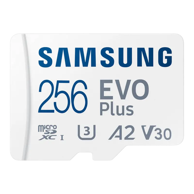 .256GB MicroSD (Class 10) UHS-I (U3) +SD adapter, Samsung EVO Plus 2024 "MB-MC256SA" (R:160MB/s)