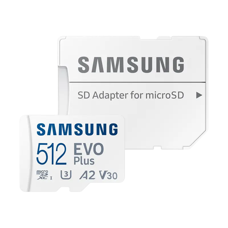 .512GB MicroSD (Class 10) UHS-I (U3)+SD adapter, Samsung EVO Plus 2024 "MB-MC512SA" (R:160MB/s)