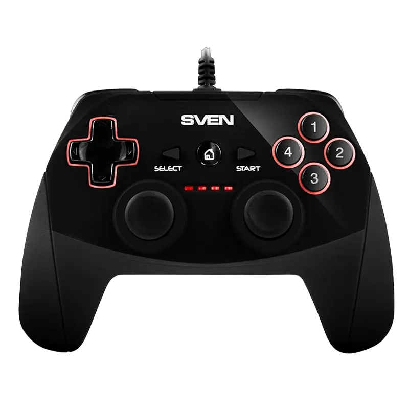 Gamepad SVEN GC-250, 4 axes, D-Pad, 2 mini joysticks, 11 buttons, Vibration feedback, USB, Black
