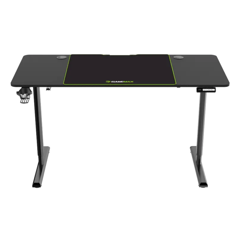 Gaming Desk Gamemax D140-Carbon-EC2, 140x60x(75-118cm), Electric adjustable height, Cup holder, Head