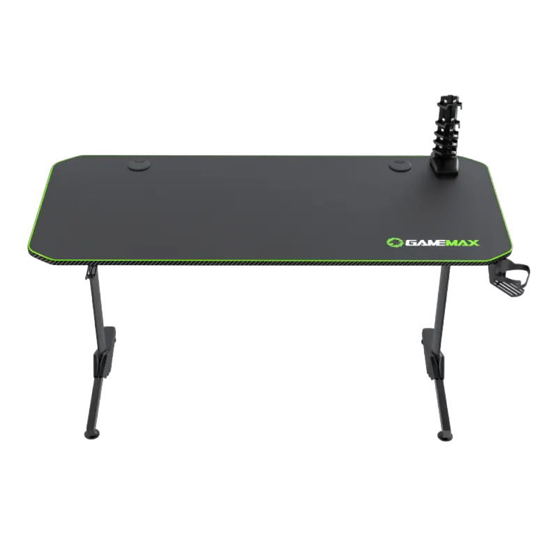 Gaming Desk Gamemax D140-Carbon, 140x60x75cm, Headsets hook, Cup holder, Cable managment