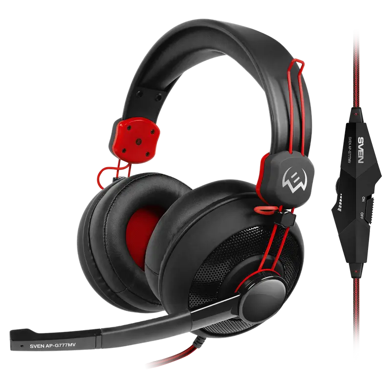 Gaming Headset SVEN AP-G777MV, 40mm drivers, 20-20kHz, 32 Ohm, 110dB, 298g, In-Line Controls, 1.2m+1