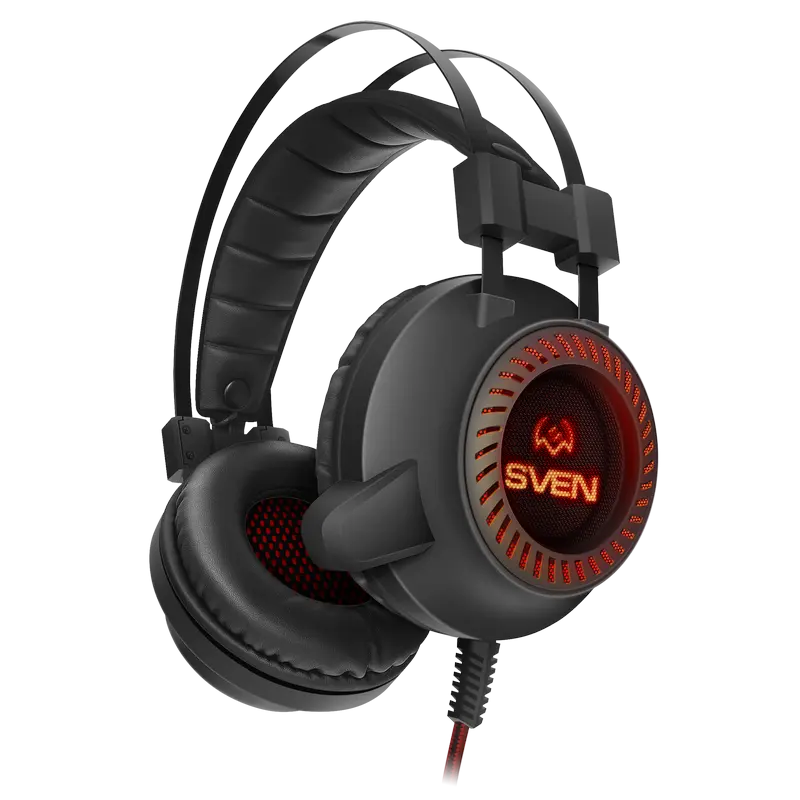 Gaming Headset SVEN AP-U840MV, 50mm drivers, 20-20000Hz, 32 Ohm, 115dB, 307g., 3.5mm, Black/Red