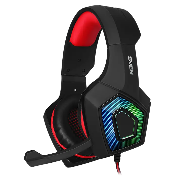 Gaming Headset SVEN AP-U880MV, 40mm drivers, 20-20000Hz, 32 Ohm, 108dB, 262g., 3.5mm, Black/Red