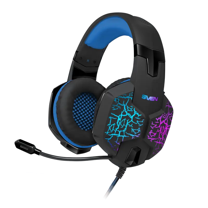 Gaming Headset SVEN AP-U980MV, 50mm drivers, 20-20000Hz, 32 Ohm, 108dB, 365g., USB, Black/Blue