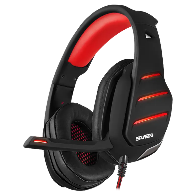 Gaming Headset SVEN AP-U997MV, 40mm drivers, 20-20kHz, 32 Ohm, 115dB, 374g, v7.1, Backlight(Red), 2.