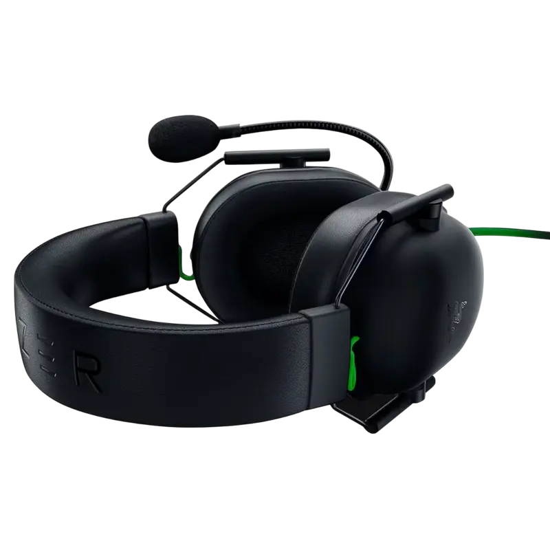 Casti Gaming Razer BlackShark V2 X Negru cu Microfon Detasabil, vedere laterală