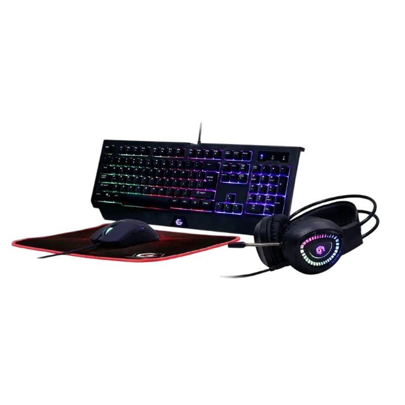 Gaming Keyboard & Mouse & Mouse Pad & Headset Gembird GGS-UMGL4-01, US Layout, USB/3.5mm /US layout
