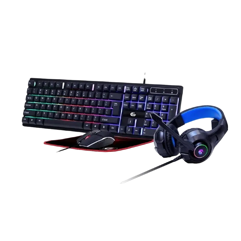 Gaming Keyboard & Mouse & Mouse Pad & Headset Gembird "Ghost" GGS-UMGL4-02, RGB, USB/3.5