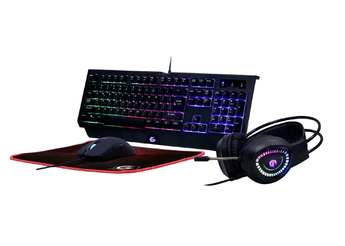 Gaming Keyboard & Mouse & Mouse Pad & Headset Gembird "Phantom" GGS-UMGL4-01-RU, RGB, USB/3.5