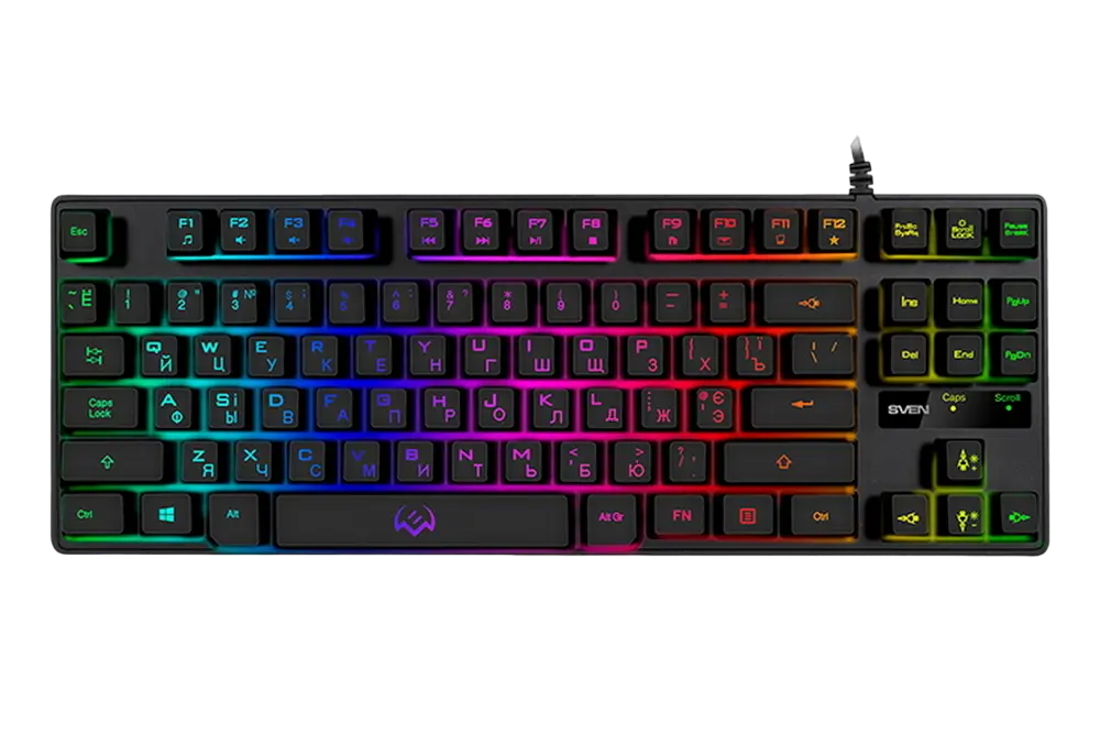 Gaming Keyboard SVEN KB-G7400, TKL, Fn keys, Backlight, WinLock, 1.8m, USB, EN/RU, Black