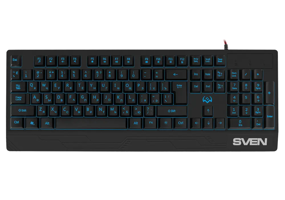 Gaming Keyboard SVEN KB-G8300, Fn keys, Backlight, WinLock, Splash proof, 1.8m, USB, EN/RU, Black