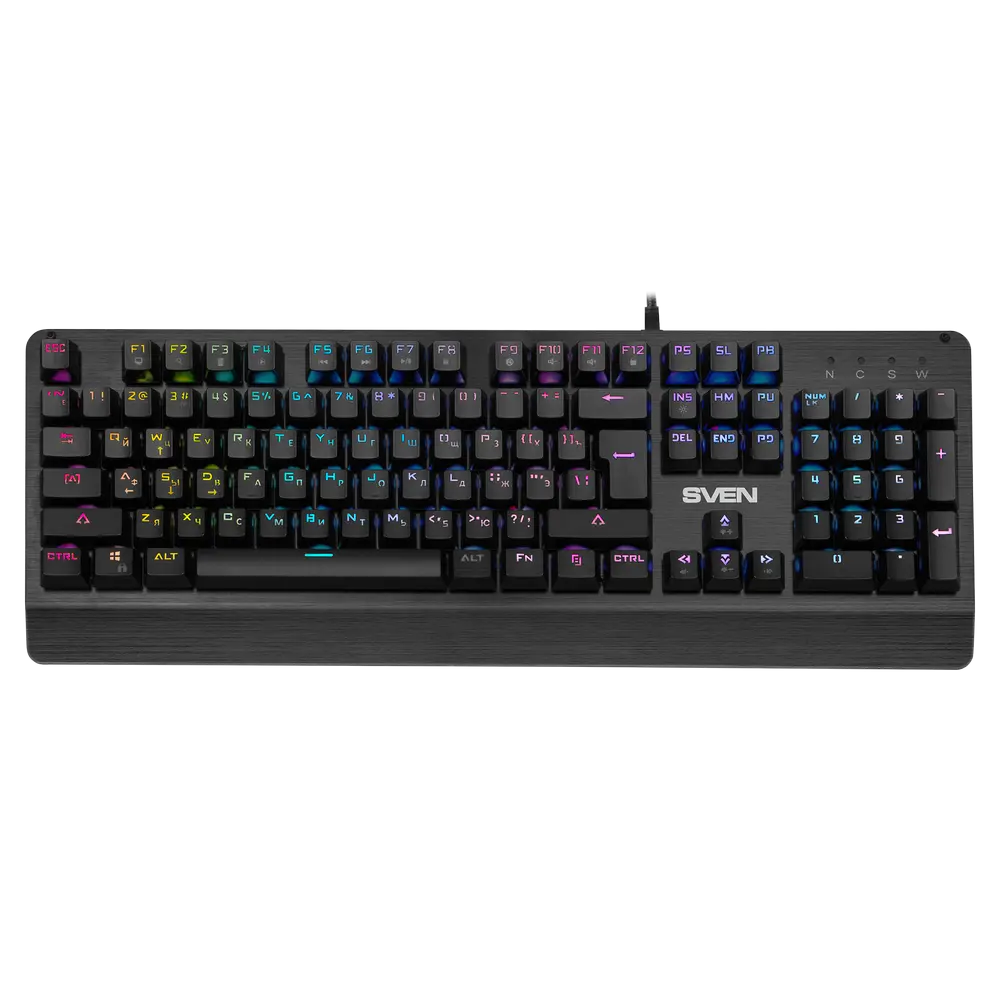 Gaming Keyboard SVEN KB-G9700, Mechanical, Red SW, Metal plate, Anti-Ghosting, RGB, 1.8m, USB, EN/RU