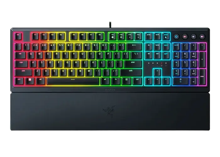 Gaming Keyboard Razer Ornata V3, Mecha-membrane, Silent, Low-profile Keys, UV-coated Keycaps, Media