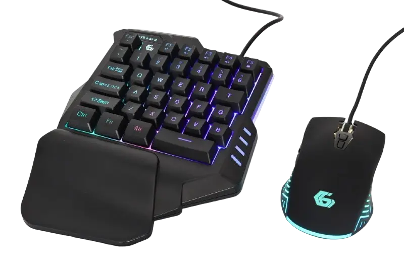 Gembird Gaming Kit IVAR TWIN, 35-key keyboard & mouse, 1000-3200 dpi, 7 buttons, Rainbow LED, USB