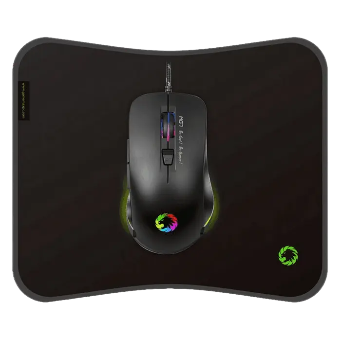 Gaming Mouse & Pad Gamemax MG7, Optical, 1200-3200 dpi, 6 buttons, Ergonomic, RGB, Black, USB
