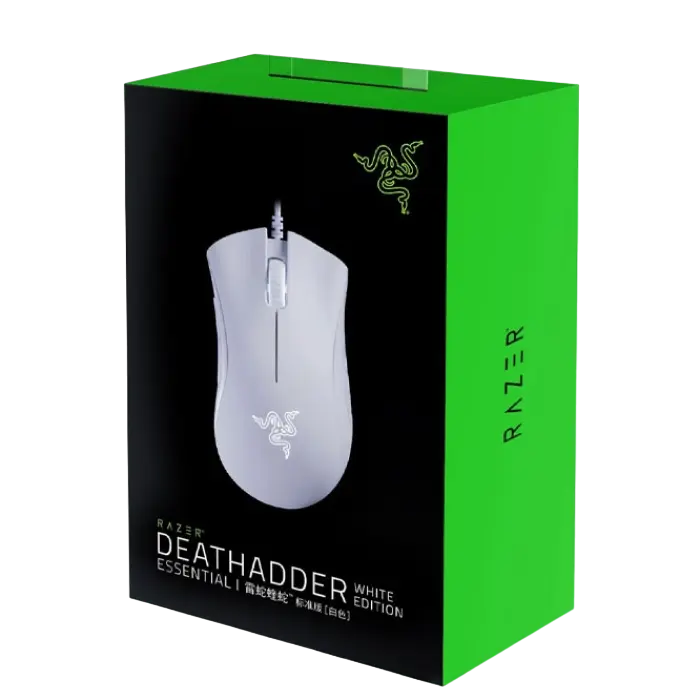 Mouse gaming Razer DeathAdder Essential, 6400 DPI, Alb, vedere laterală