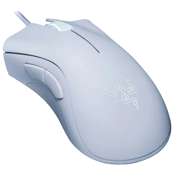 Mouse gaming Razer DeathAdder Essential, 6400 DPI, Alb, vedere posterioară