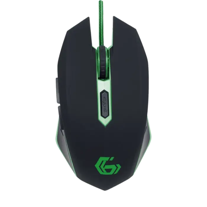 Gembird Gaming Mouse GMB MUSG-001-G, Optical, 600-2400 dpi, 6 buttons, Backlight, Black-Green, USB