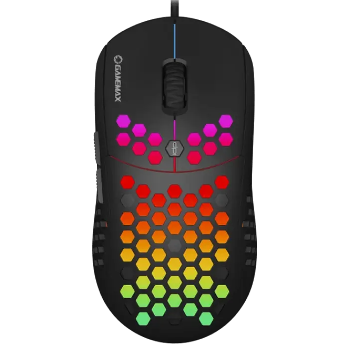 Gaming Mouse Gamemax MG8, Optical, 800-6400 dpi, 6 buttons, Ergonomic, RGB, Black, USB