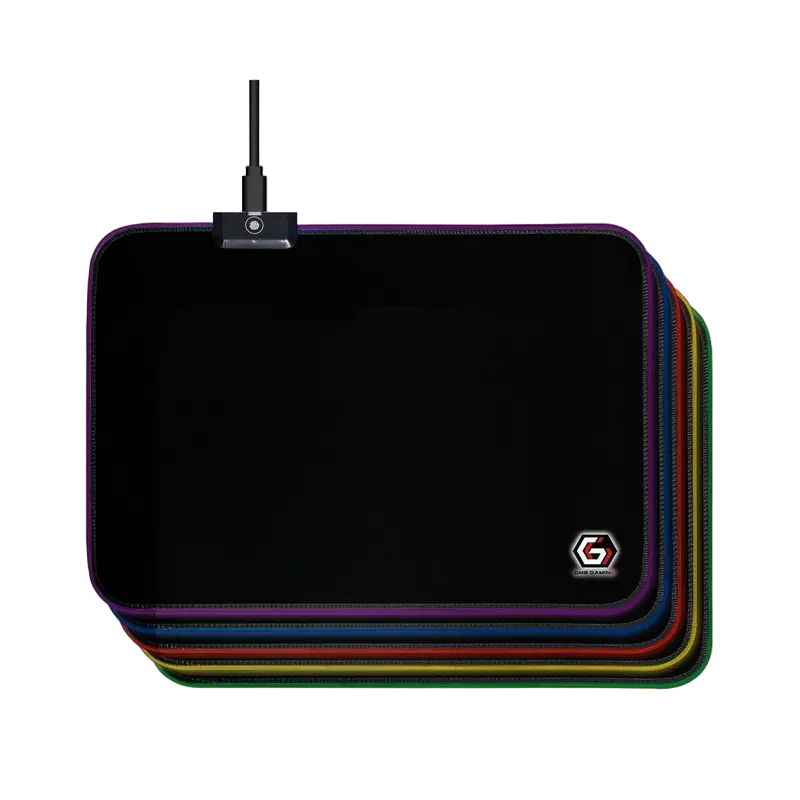 Gembird Gaming Mouse Pad GMB MP-GAMELED-M, 350 × 250 × 4mm, Natural rubber foam + Fabric, RGB, Black
