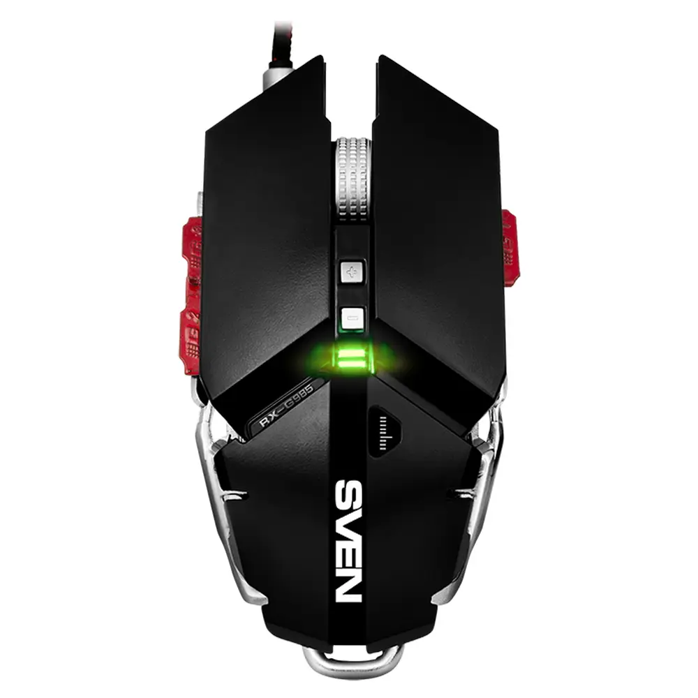 Gaming Mouse SVEN RX-G985, 250-4000 dpi, 10 buttons, 170g., Ambidextrous, Programmable, Built-in mem