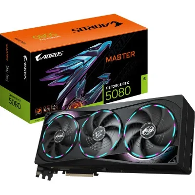 GIGABYTE GeForce RTX5080 16GB MASTER (GV-N5080AORUS M-16GD), vedere laterală