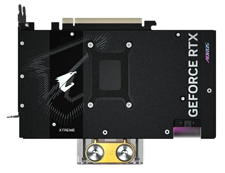 Gigabyte GF RTX 5080 16 GB GDDR7 Aorus Xtreme Waterforce WB, vedere laterală