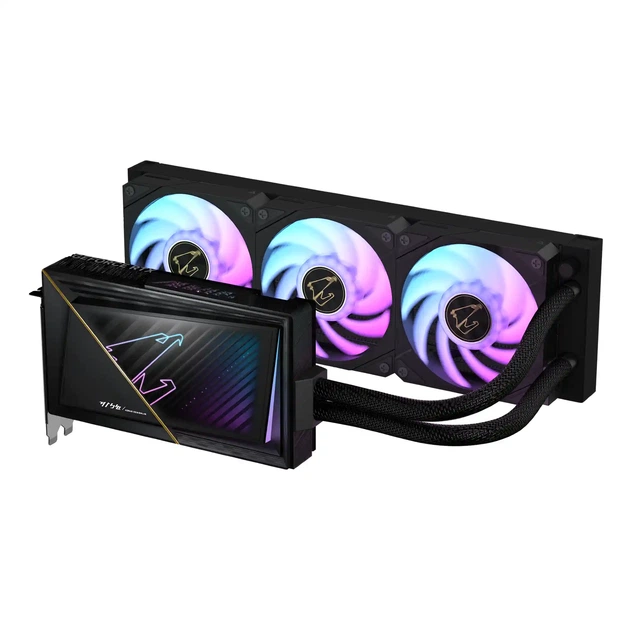 Gigabyte GF RTX 5080 16GB GDDR7 Aorus Xtreme Waterforce, vedere laterală
