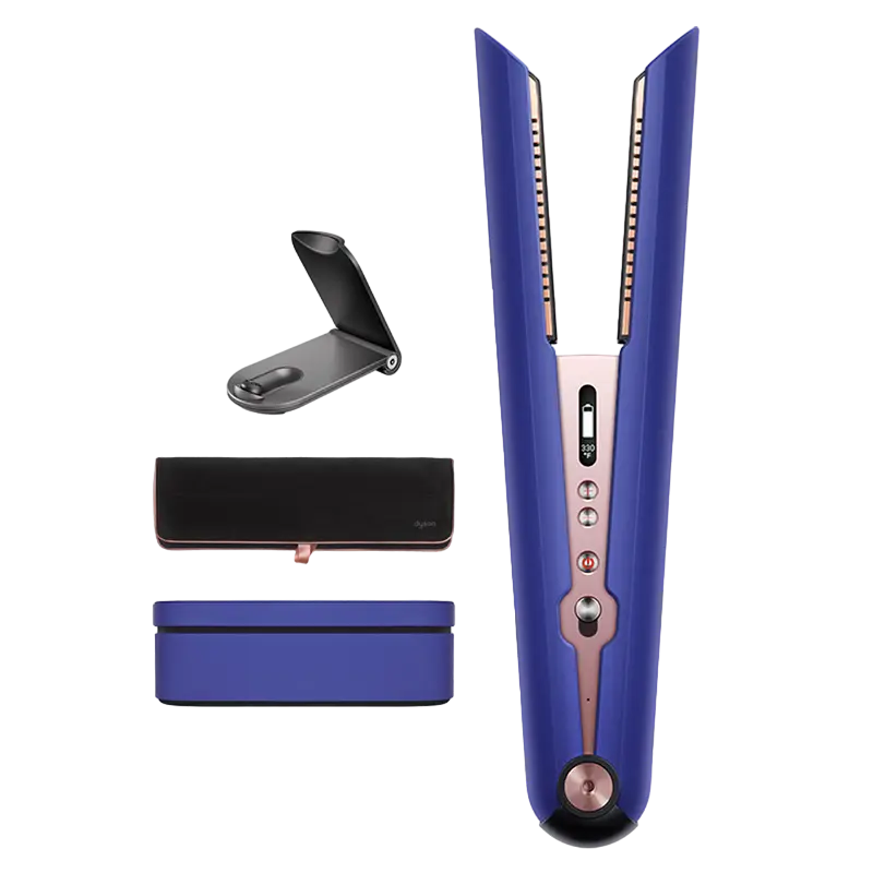 Placă de îndreptat părul Dyson Corrale HS07, fără fir, Vinca Blue and Rose, detaliu interfață