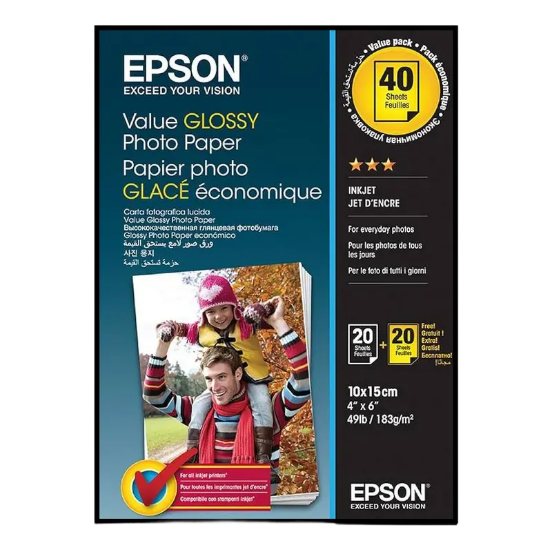Hârtie foto Epson 10x15, 183gr, 2x20 sheets - Value Glossy (BOGOF)