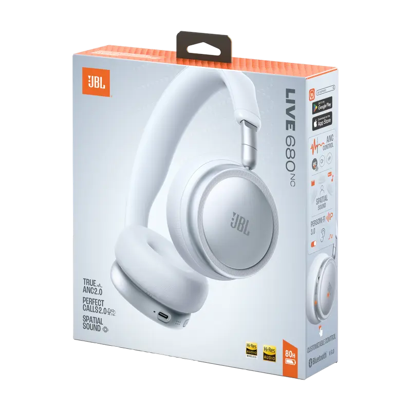 Căști fără fir JBL Live 680NC, Albe, ambalaj