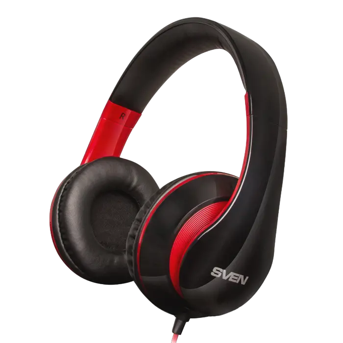 Headset SVEN AP-940MV with Microphone, Black-Red, 3,5mm jack (4 pin), adapter 2 x 3,5mm jack (3 pin)