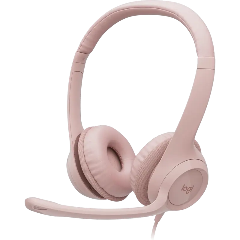 Casti Logitech H390 roz, USB cu microfon
