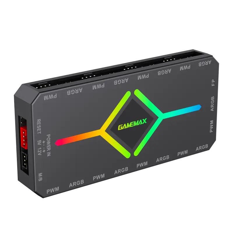 Fan Hub Gamemax Controller v4.0, 9 ports PWM+ARGB, Multi-channel PWM Temperature Control, Magnetic