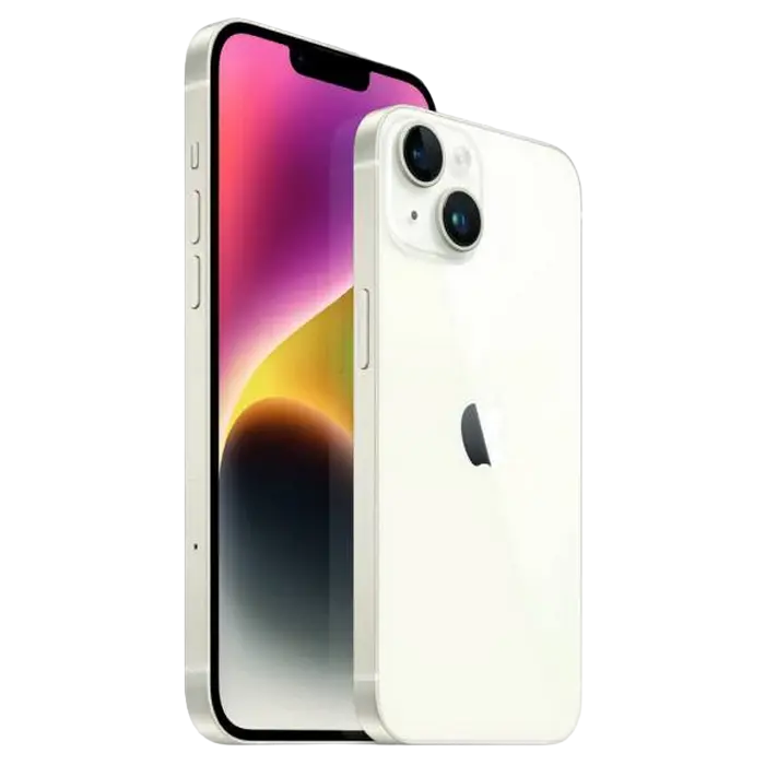 Smartphone Apple iPhone 14 128GB Starlight, vedere posterioară
