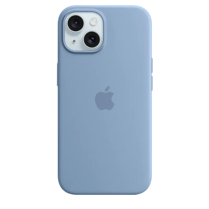 Husa silicon iPhone 15 cu MagSafe, Albastru iarna