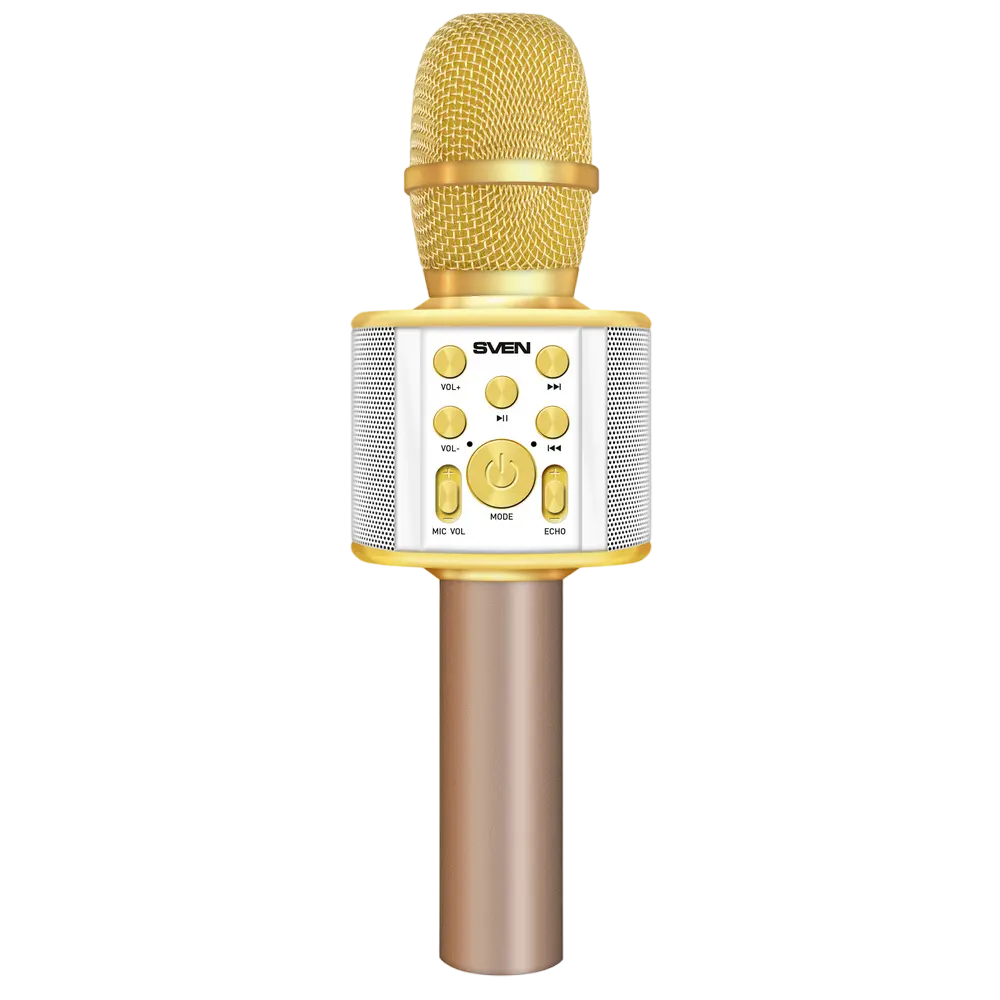Karaoke Microphone SVEN "MK-950", White/Gold, Bluetooth, 6w, microSD, 1200mAh