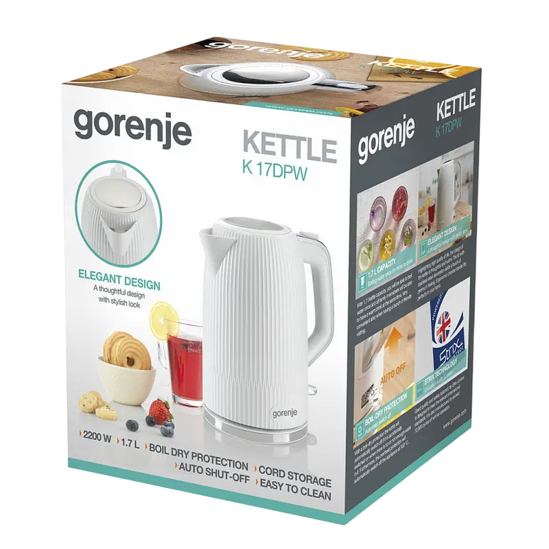 Fierbator electric Gorenje K17DPW 1.7L Alb, detaliu interfață