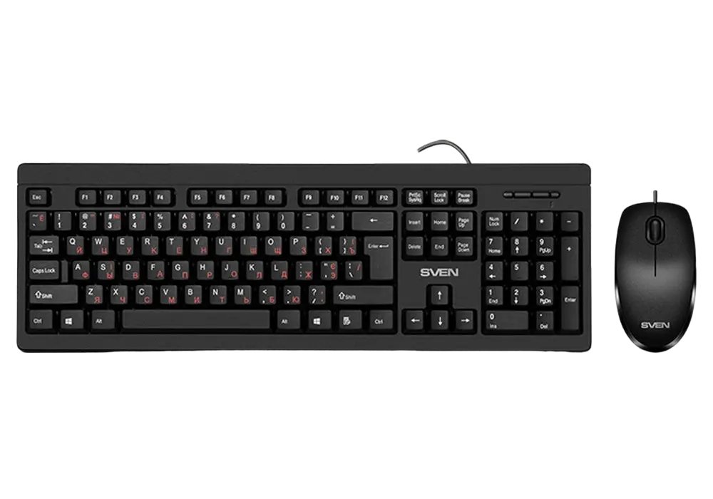 Keyboard & Mouse SVEN KB-S320C, Classic layout, Splash proof, 1000 dpi, 4 buttons, 1.5m, USB, EN/RU