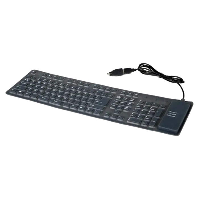 Keyboard Gembird KB-109F-B, Silicone, EN keys, Liquid-proof, Black, USB