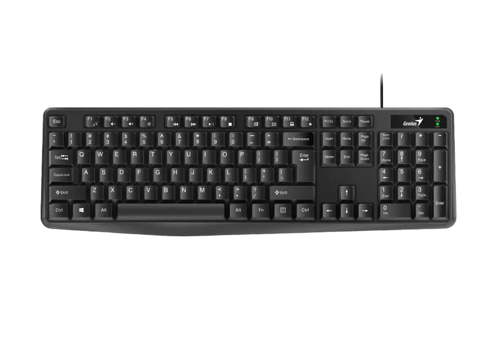 Keyboard Genius KB-117, Classic, 12 Fn keys, Concave Keycap, Spill Resistant, 1.5m, USB, EN/RU, Blac