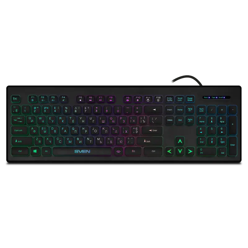 Keyboard SVEN KB-C7500EL, Fn keys, Backlight, Variable tilt angle, 1.5m, USB, EN/RU, Black