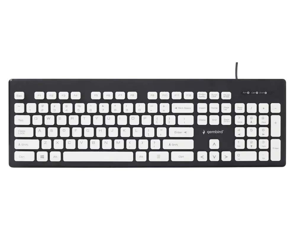 Keyboard Gembird KB-CH-01, Full size, Chocolate type, Silent, Spill-resistant, 1.8m, USB, EN, Black/