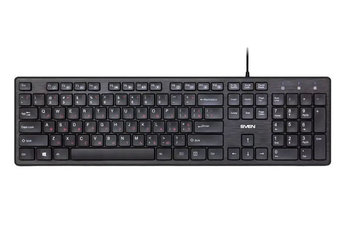 Keyboard SVEN KB-E5800, Fn keys, Slim design, Splash proof, 1.5m, USB, EN/RU, Black