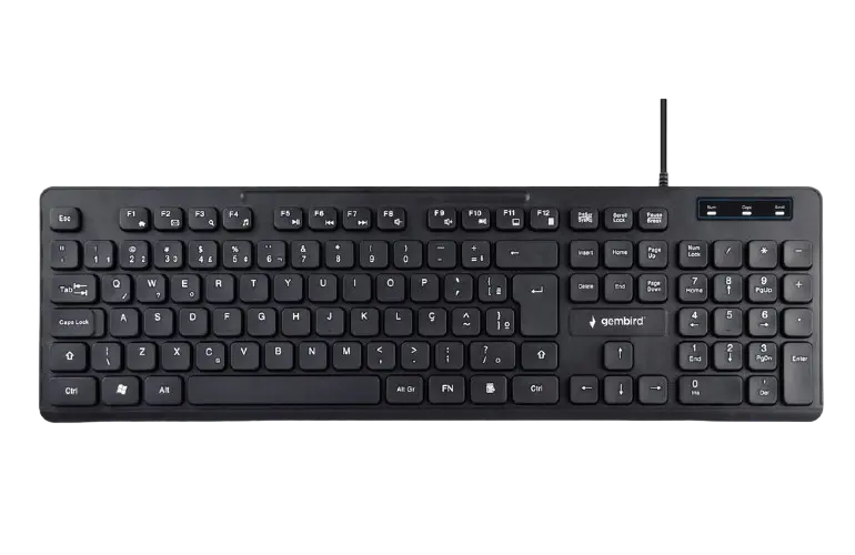 Keyboard Gembird KB-MCH-04, Slimline, Silent, 12 FN keys, Chocolate type, 1.4m, USB, EN/RU, Black