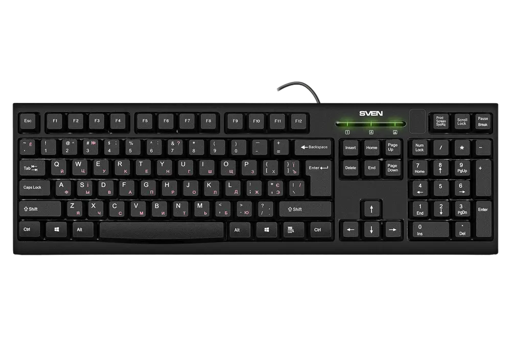Keyboard SVEN KB-S300, Classic layoutt, Splash proof, 1.5m, USB, EN/RU, Black