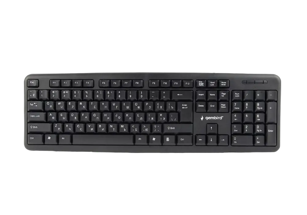 Keyboard Gembird KB-U-103, Standard, Full size, Silent, 1.5m, USB, EN/RU, Black