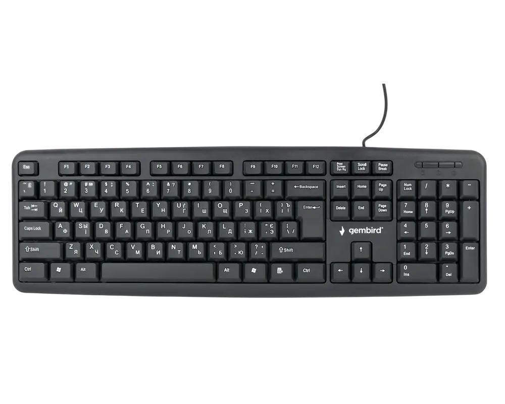Keyboard Gembird KB-U-103-UA, Full size, Silent, 1.8m, USB, EN/UA, Black